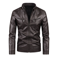 秋冬加绒复古2025新款PU痞帅仿真皮潮流休闲皮夹克百搭PY，男装夹克，星座1508-3
