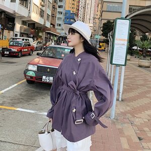 大货已出 20秋款 温柔简约 香芋紫风衣 262A-S057-P115-K168图片
