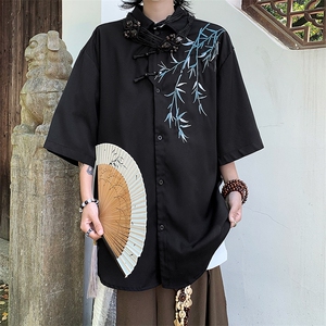 2024夏季潮流宽松半袖上衣美式复古印花短袖T恤男现货 W8192-P36图片