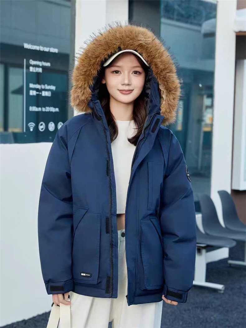 (网图)加厚情侣款羽绒服白鸭绒户外短款带毛领313B-YJ801-P140,男装羽绒服,星座313B