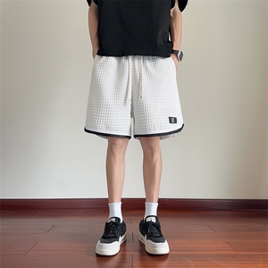 短裤男夏季美式复古拼接五分裤潮牌宽松大码XZ102B-1DK2606P30图片