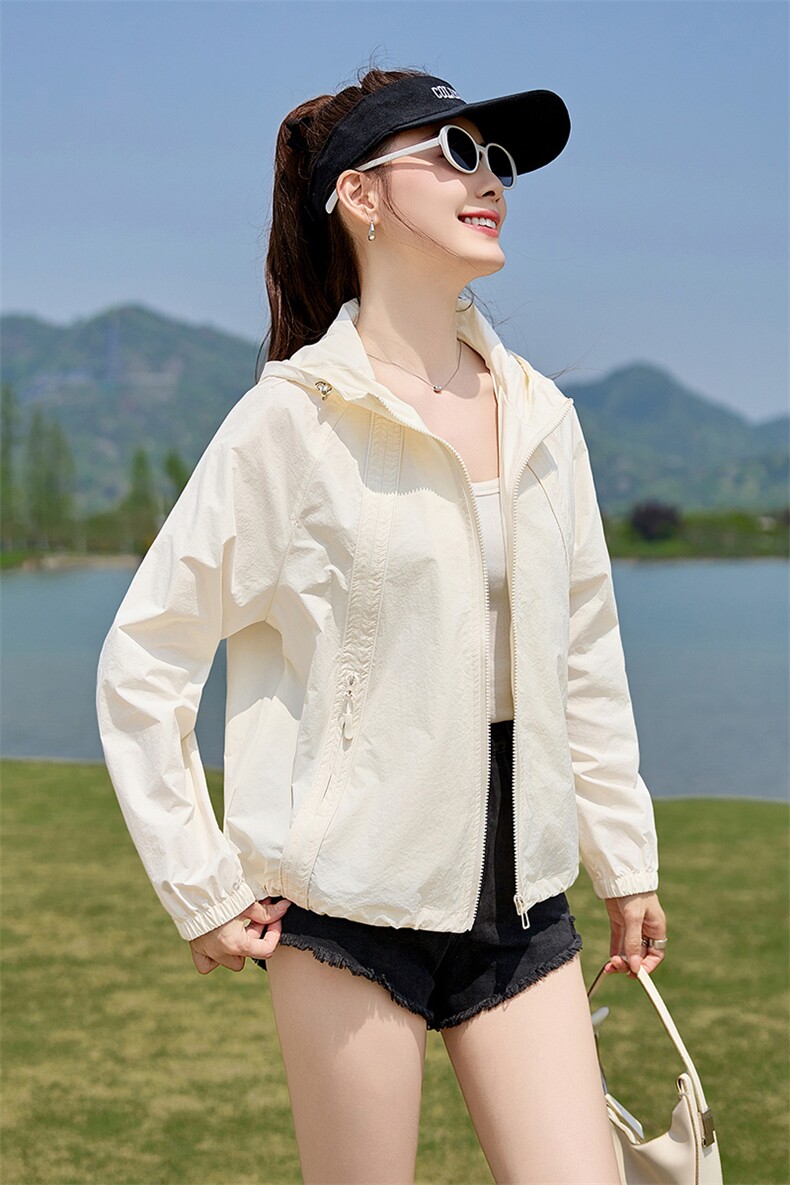 连帽防晒衣女2025夏季新款宽松休闲百搭小个子防晒服短外套女上衣,女装防晒衣,以桐