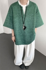 T10126-特批30控59夏季港风扎染V领假两件短袖T恤男大码宽松上衣，男装T恤，电商A059