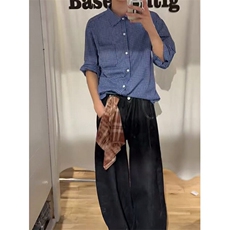 弯刀牛仔裤男baggy美式复古高级感宽松休闲廓形百搭水洗阔腿长裤，男装牛仔裤，星座601-1
