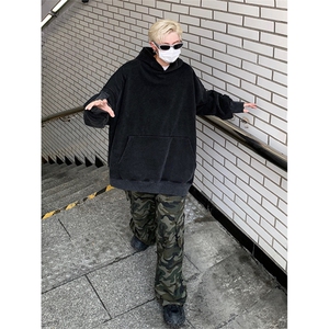得物抖音高品质二开 360克重磅做旧炒雪花纯色连帽水洗卫衣 CM16图片