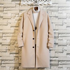 N1079/P100新秋冬毛呢大衣男中长款过膝风衣大码男士呢料呢子外套图片