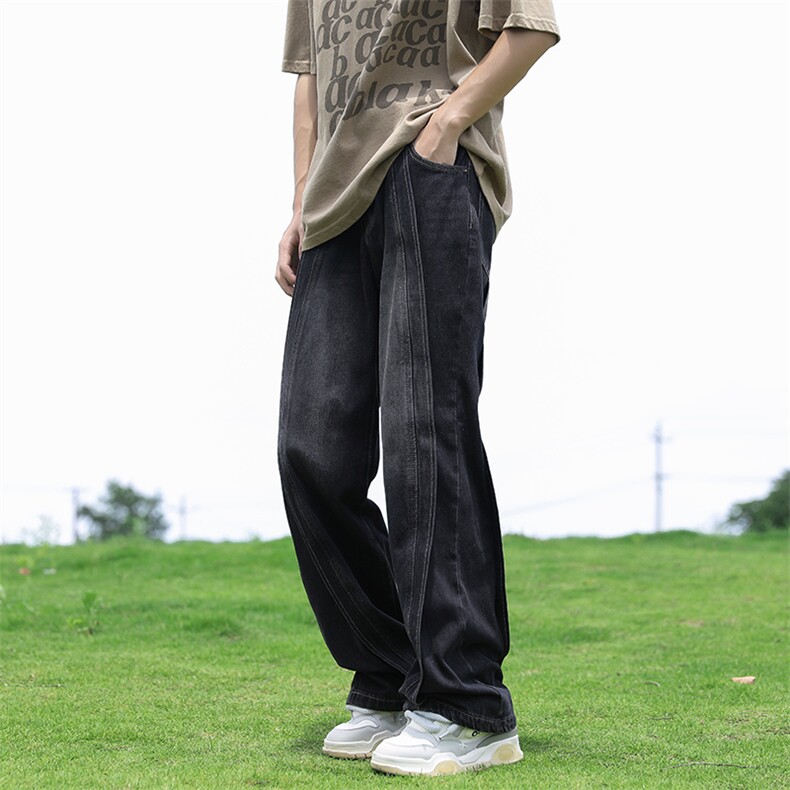 美式高街复古牛仔裤男士春秋宽松直筒vibe风男生裤N8122-P48,男装牛仔裤,星座308B-1