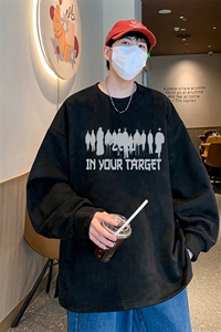 已注册港风供抖音直播得物高品质麂皮绒宽松男卫衣W3507P38图片