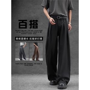 时尚高腰显瘦直筒休闲裤男士百搭宽松阔腿长裤潮4022P45,西装上衣下身如何搭配男图片