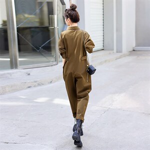 时尚显瘦工装连体裤女春季新款宽松休闲长裤气质百搭潮流女装，女装连体裤，秋水欣儿