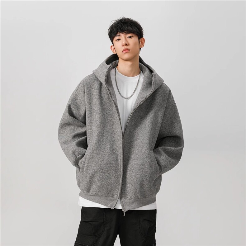 得物品质秋冬款男女连帽卫衣加绒加厚宽松保暖夹克外套WY49P75,男装夹克,星座1013-1