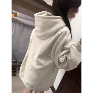 秋冬新款高街慵懒风连帽卫衣复古印花字母加绒学生卫衣WYX276图片