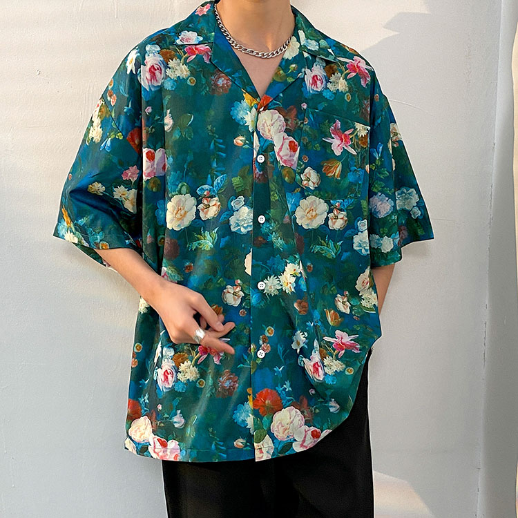 2025新款潮流美式暗黑高街冰丝扎染短袖衬衫男CS1314-A062-P35,男装T恤,电商A062