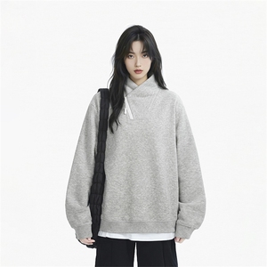 春季立领斜半拉链卫衣宽松长袖打底衫男女 C64170-TP30不图片