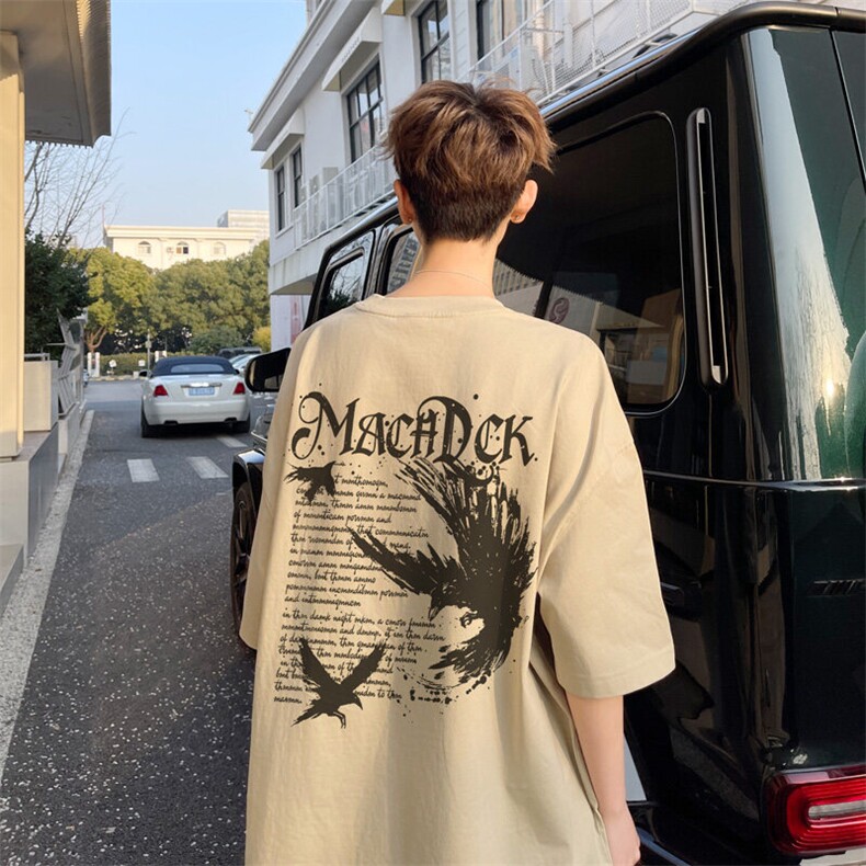图案已注册夏季新款帅气炸街宽松短袖T恤男潮半袖体恤衫D100/P25,男装T恤,电商B209