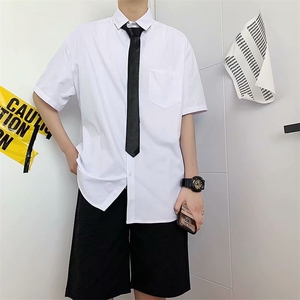 短袖白衬衫男潮流学院风宽松大码休闲衬衣夏季学生班服潮cs22-p28图片
