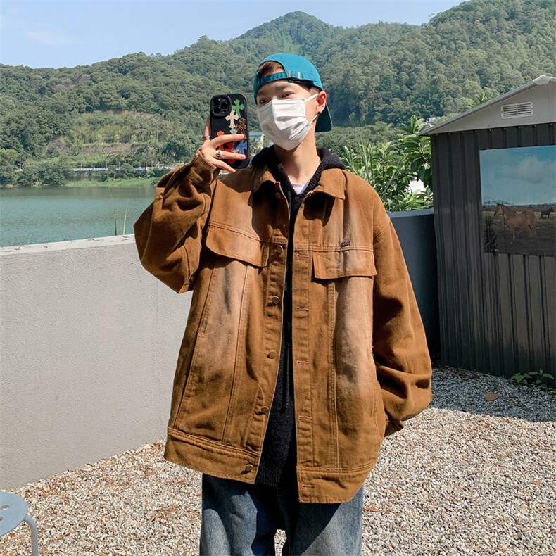 美式水洗牛仔夹克男春秋季高街潮流宽松潮牌百搭工装外套WH09-P68,男装夹克,星座1008