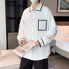 港风长袖衬衫男夏季潮牌痞帅气白色五分半袖上衣工装衬衣，男装衬衫，星座716-4