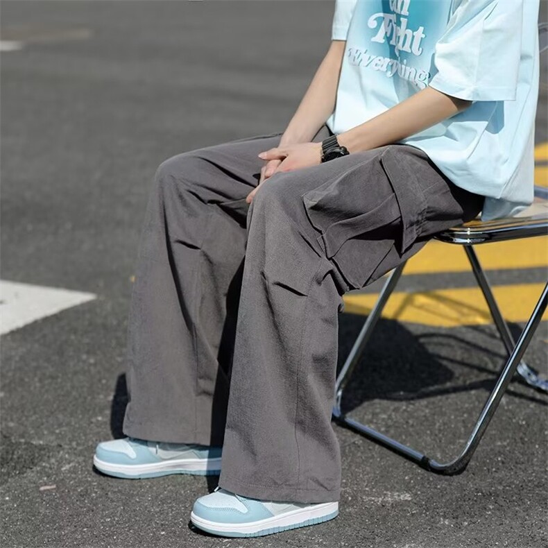春夏季复古多口袋工装裤2024新款潮流ins阔腿休闲裤男K6024-P40,男装休闲裤,星座512-2