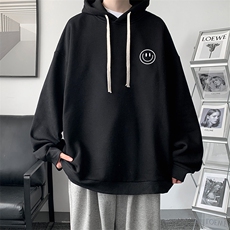 WY2224-P35加绒款-P40纯棉连帽卫衣男大码运动帽衫宽松薄外套男，男装卫衣，电商A040