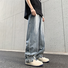 长裤牛仔裤男个性反穿款宽松直筒N1708-P53，男装牛仔裤，星座308B-2