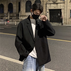 GENIOLAMODE休闲黑色西装外套男士秋季高级感夹克西服宽松百搭潮，男装西服，星座1206（原A206）