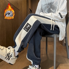 K77JR绒p55控78加绒加厚灯芯绒裤子男撞色卫裤休闲长裤，男装休闲裤，电商D229A