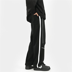 加绒个性潮流抽绳拼接休闲裤针织直筒裤子B336-K509-P65，男装休闲裤，电商B336