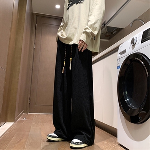 8XL-M特大码秋季新款垂感休闲裤男宽松直筒裤男裤拖地裤K940P40图片