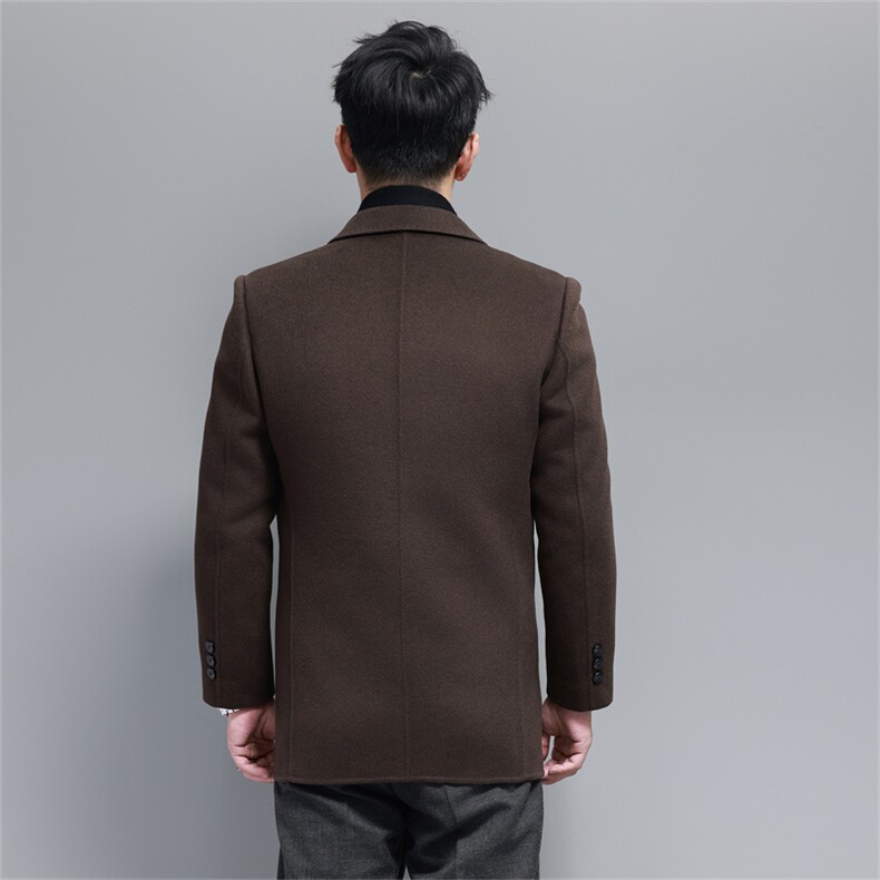 主推男士中年双面呢围巾羽绒服外套中青年羊毛呢脱卸羽绒内胆大衣,男装羽绒服,钱塘723