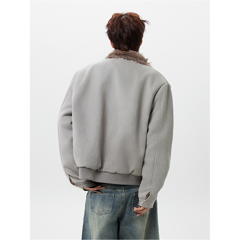 MFDD003-特P113美式麂皮绒毛领短款棉服男加绒棉衣加厚外套,男装棉衣,星座712A-1