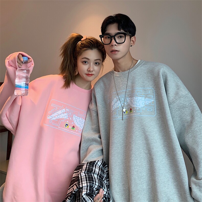 2022情侣装秋装简约印花情侣卫衣女宽松百搭外套G937P33男类,女装短外套,电商A339