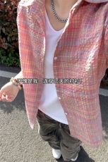 B221美式ins高街宽松薄款泡泡格短袖衬衫SY2548-特P35控59，男装衬衫，电商B221