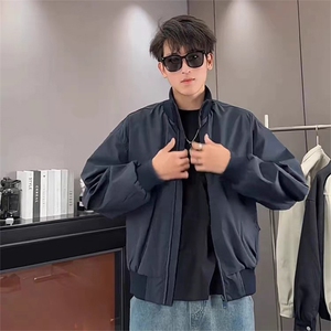 抖音得物 美式潮休闲夹克春季立领纯色复古工装加厚棉服外套MF01图片