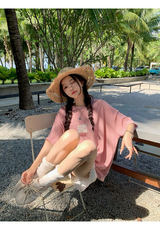 雪花棉麻手工蕾丝短袖时尚百搭，女装T恤，湘姗