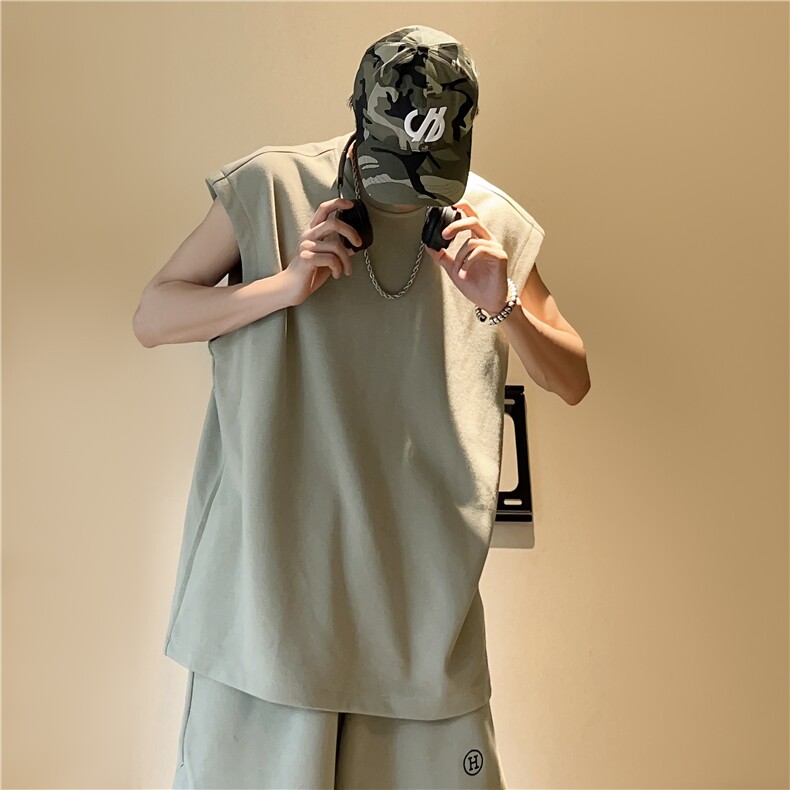 A450-TZ002-P105控价158无袖背心短裤运动套装,男装休闲套装,电商A450