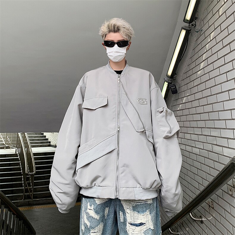 美式街头设计感飞行服外套男女春秋宽松不规则工装夹克J8529-p58,男装夹克,星座1008-2
