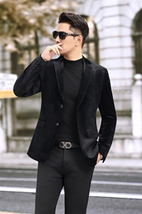 新款男士秋冬新款休闲西服商务小西装金丝绒6815P180图片