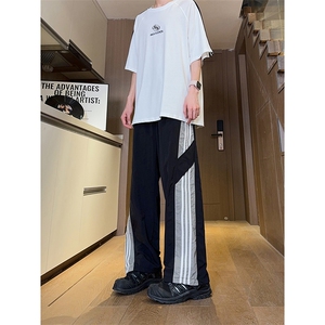 图案已做版权 美式伞兵裤男宽松薄款休闲条纹工装裤K655-P50 控68图片