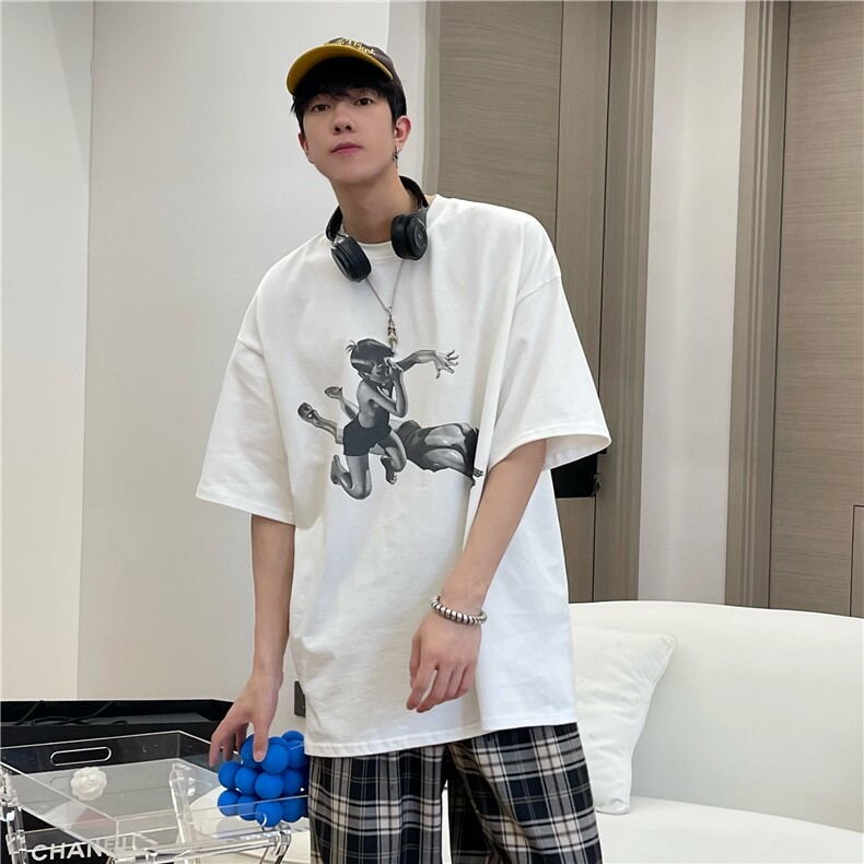 A450-T74-P50控价69夏季男女同款百搭印花T恤短袖,男装T恤,电商A450