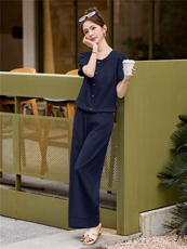 现货主推新款老钱风法式气质棉麻女套装2D050-A2622P165K258，女装套装/套裙，琦鑫阁（原依鑫阁）