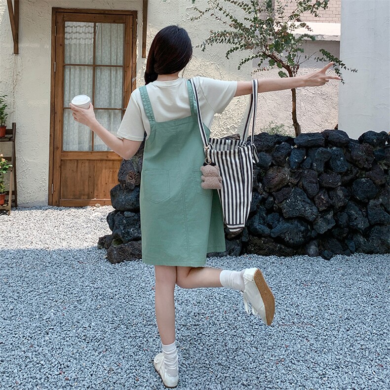 2024新款绿色假两件背带裙212A-8844-P125-K188,女装连衣裙,浙宝212A