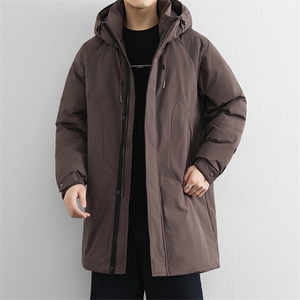 90绒连帽羽绒服男冬季休闲美式通勤白鸭绒中长款加厚工装外套潮图片