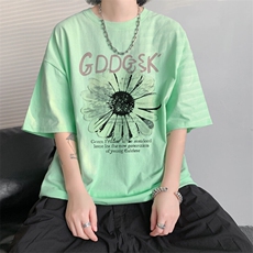 夏季新款内景植物印花短袖T恤男潮宽松体恤衫，男装T恤，电商B316