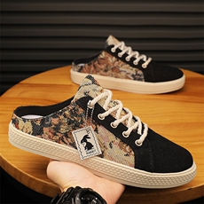 X3685-P90夏季潮流百搭一脚蹬透气休闲布鞋男士无后跟半拖男款鞋，男鞋拖鞋，星座1407-3