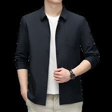 秋季夹克男商务休闲翻领外套中年男士商务休闲时尚纯色秋装上衣，男装夹克，电商B212（原钱塘6029）