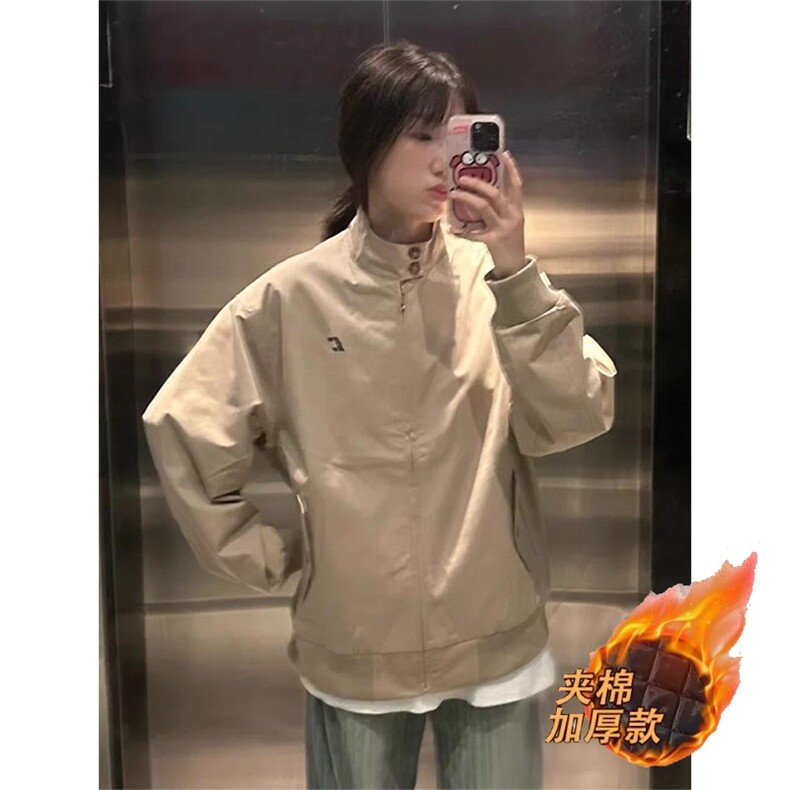 800-P63立领夹克初春外套女2025新款宽松休闲美式复古潮牌情侣,男装夹克,电商B323A