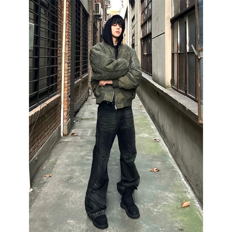 706-1-MY9633-P105现货冬季美式假两件连帽迷彩棉服保暖外套,男装棉衣,星座706-1