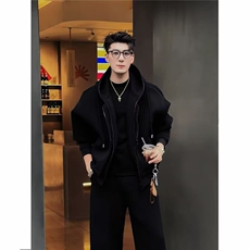 网图新品重磅美式休闲连帽两件套简约廓形高级感套装YY801-P148，男装休闲套装，电商C216