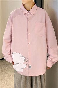 春季长袖衬衫男宽松港风衬衣男外套男CSCS281-P35，男装衬衫，电商B371